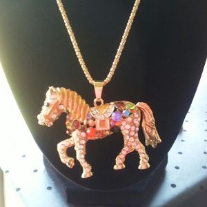 Rhinestone multi-color Horse/Equine necklace